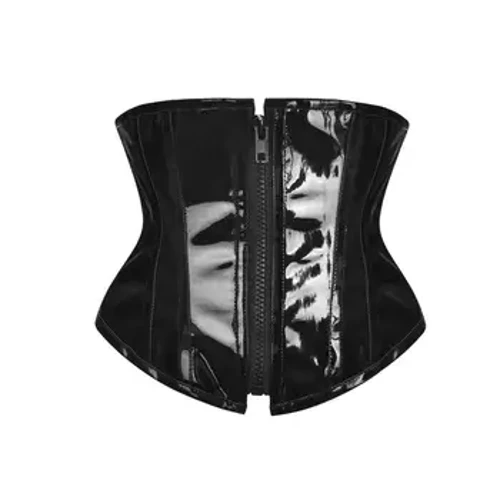 Corzzet Phong Cách Khoa Học Viễn Tưởng Da PU Đen Dây Kéo Áo Nữ Gothic Eo Huấn Luyện Burlesque Nóng Tập Toàn Thân Gợi Cảm Underbust Top