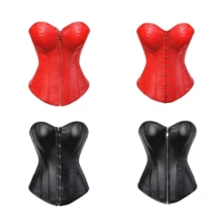 Műbőr fűző Szexi klubruházat Bustier meleg fehérnemű, cipzáros jelmez, fűzős derékpántos felső nagy méretű