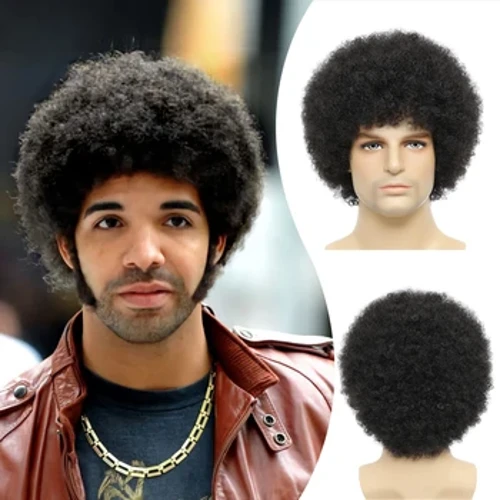I-BCHR Afro Kinkly Curly Wigs Synthetic Wig Yamadoda Amnyama Umbala Wemvelo Umbala Ophakeme Wezinga Lokushisa I-Fiber