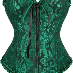 Sapubonva Corset Glas Barr Bustier Barr Sexy Mná Brocade Zipper Vintage Stíl Corselet Overbust mBan Renissance DropShipping