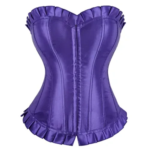 Corset Victeoiriach Bustier Satin Overbust Burlesque Corset éadaí Móide Méid Cóirséid Strapless do Mhná Faisean Corcra Bán