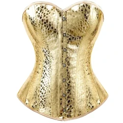 Phụ Nữ Vàng Giả Da Áo Áo Ngực Top Overbust Định Gợi Cảm Hộp Đêm Quần Áo Phong Cách Khoa Học Viễn Tưởng Shapers Quần Lót Nịt