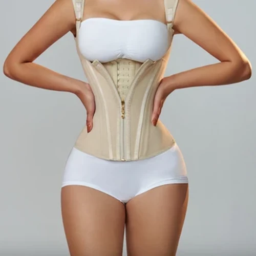 Top a corsetto con cerniera e bottoni