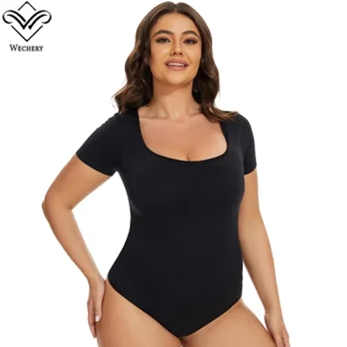 Sexiga damunderkläder Kortärmad Body Sliming Shaping Bodysuits i ett stycke Magkontroll Rundhalsad stringtrosa.