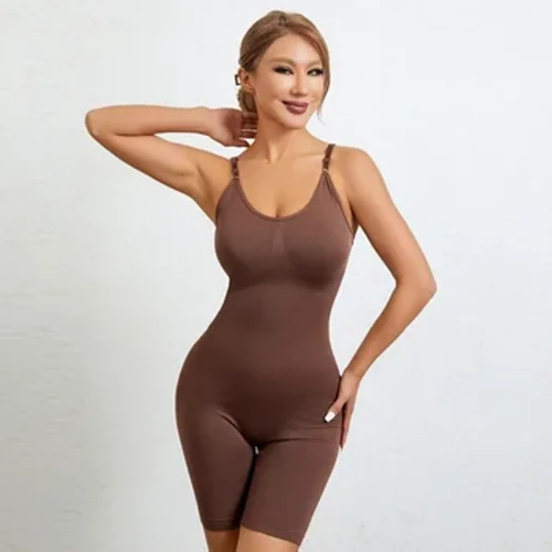 I-Women Butt Lifter I-Bodysuit Engenamthungo I-Shapewear Waist Umqeqeshi Wokubumba Umzimba I-Strappy-Back Chest Ethuthukisa Ikhosethi Yezingubo Zangaphansi Ezilungisayo