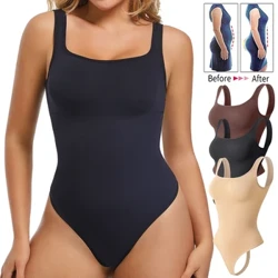 I-Womens Waist Trainer Body Shaper Square Neck Tank Tops I-Tummy Control Shapewear Engenamthungo ne-Thong Butt Lifter Bodysuits