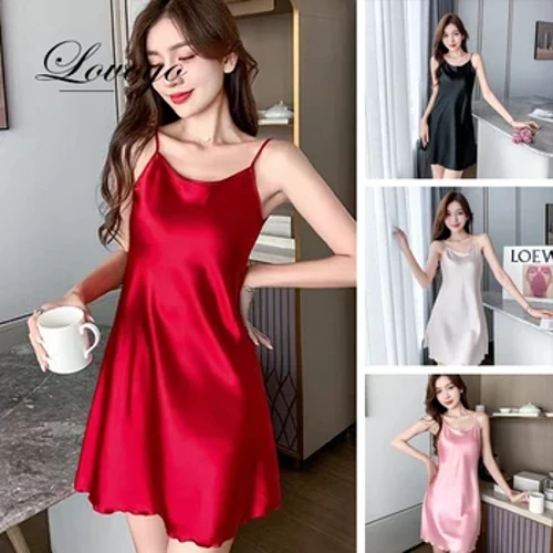 2024 Rochie de noapte din satin sexy pentru femei, rochie cu șurub cu tiv lotus, mini cămașă de noapte, lenjerie de femeie, rochie de noapte, rochie de vară