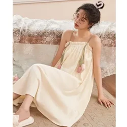 Mùa Hè Nữ Cotton Nguyên Chất Hoa Tulip Xe Tăng Đầm Ngủ Gợi Cảm Dễ Thương Homewear Váy Ngủ Vest Không Tay Phong Cách Thoải Mái Đồ Ngủ