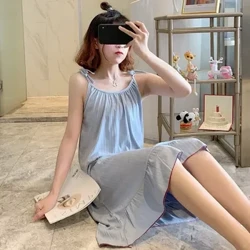 Đêm Mùa Hè Váy Ngủ Phong Cách Công Chúa Dễ Thương Cho Bé Gái Dài Đến Đầu Gối Váy Ngủ Mặc Treo Áo Mỏng Nữ Nighty Hàn Quốc nhà