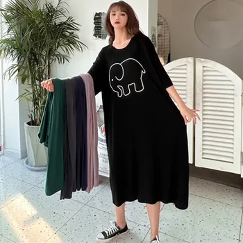 Fdfklak Rochie de noapte drăguță cu desene animate Cămașă de noapte Cămașă de noapte nouă, plus grăsime, în modal, cămăși de noapte pentru femeie de vară, 110 kg.