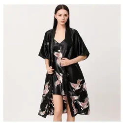 O'ofu moe a fafine Ice Silk Chinese Style Crane Lomi Afa lima lima Kimono 'ofu ta'ele Fa'aipoipo Fa'aipoipo Fa'aipoipoga Ofu Umi E leai se suti.