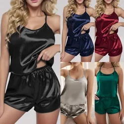 Sexy dameundertøy Satin Pyjamas Shorts Set Natttøy Pyjamas Set