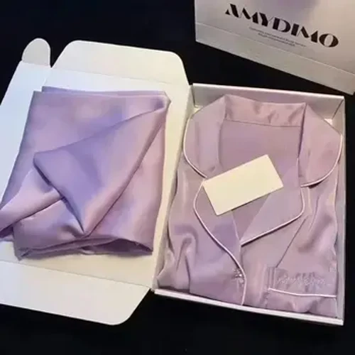 Pigiama ampio a maniche lunghe in seta di ghiaccio Completo da donna autunnale per la casa Tessuto sottile Indumenti da notte comodi e alla moda