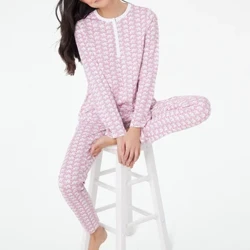 Roller Rabbit Monkey Pyjamas Preppy Pjs Cute Pj Buksesett For Kvinner Y2k Langermet Tskjorte Bukser Pyjamassett 2-delt Loungewear