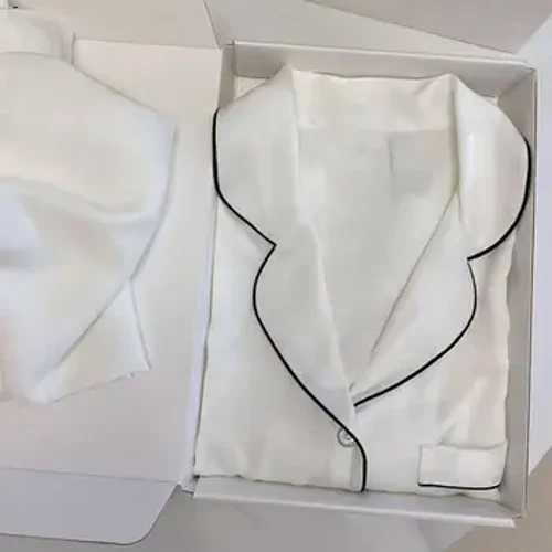 Buz ýüpek pijama Aýallaryň bahary we güýz uzyn ýeňi Täze emeli ýüpek ýokary derejeli ýüpek öý iki bölek toplumy