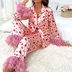 Pysjamassett med trykt for kvinner Mykt todelt Loungewear-sett Ermeløse topper Shorts Matchende pyjamas Natttøy