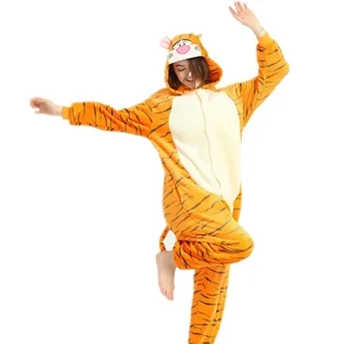 Culaith Pyjamas Tíogair Kigurumi do Dhaoine Fásta Leanaí Teaghlaigh Ainmhithe Onesie Geimhridh Flannel Te Éadaí Codlata Cosplay Anime Cosplay Costumes