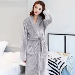Coral Fleece Morgonrock Kvinnor Man Vinter Varm Plysch Nattlinne Fritidskläder Flanellrock Sovkläder Plysch Sjal Badrock Lounge Nattlinne
