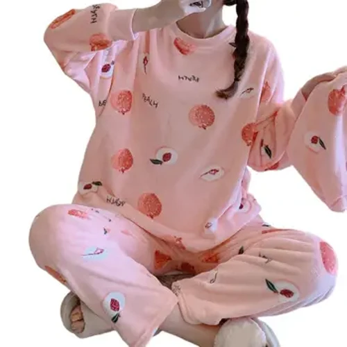Set Pyjamas Merched Gaeaf A Mwy Pants Trwchus Trwm Trwchus Cartref Ciwt Achlysurol Gwisgwch Dillad Cwsg Set Cnu Coral Siwt Ystafell Wely