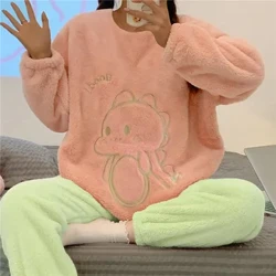 Cute Cotton Women Flannel Pajamas Winter Thermal Sleepwear para sa Lady Kawaii Partterns Woman Pijamas Fashion Sleepwear para sa Babae