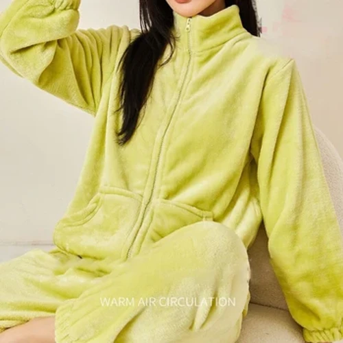 Leagann Pyjamas Zipper Geimhridh mBan Éadaí Tolglann Flannel Éadaí Codlata Te Feisteas Baile Éadaí Baile na mBan Flannel Plush Caitheamh Codlata