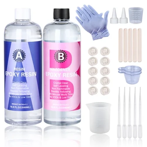 Bộ nhựa Epoxy trong suốt 1:1 có độ bóng cao & bong bóng miễn phí Đồ dùng nhựa nghệ thuật để phủ và đúc Thủ công làm đồ trang sức DIY