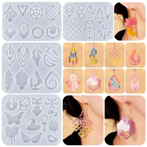 DIY Vintage Design Earring Pendant Silicone Molds Jewelry Making Crystal Epoxy Resin Casting Dangle Earring Mold Ear Drop Mold