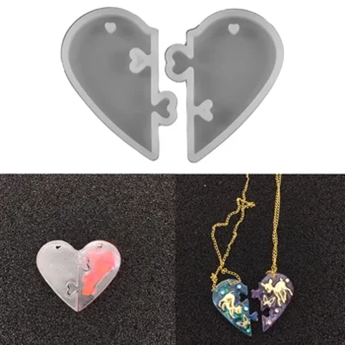 1 Set Herzschlösser für Verliebte, Anhänger, flüssige Silikonform, Charms, Anhängerformen für DIY-Epoxidharzform, Schmuckherstellungswerkzeuge