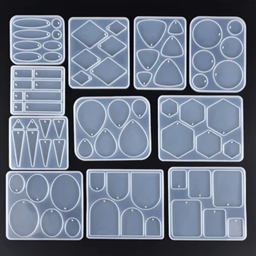 Geometric Earring Pendant Silicone Mould Round Epoxy Resin Mold Para sa DIY Ornament Keychain Necklace Charms Epoxy Resin Crafts