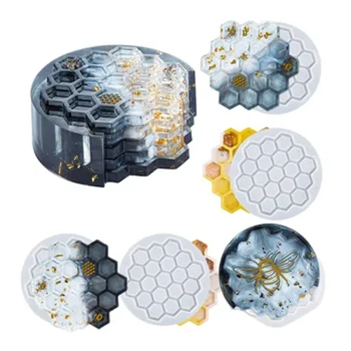 La'au fa'ame'a fa'ame'a fa'amea sili silikoni limu DIY Bee Coaster Crystal Epoxy Resin Mold