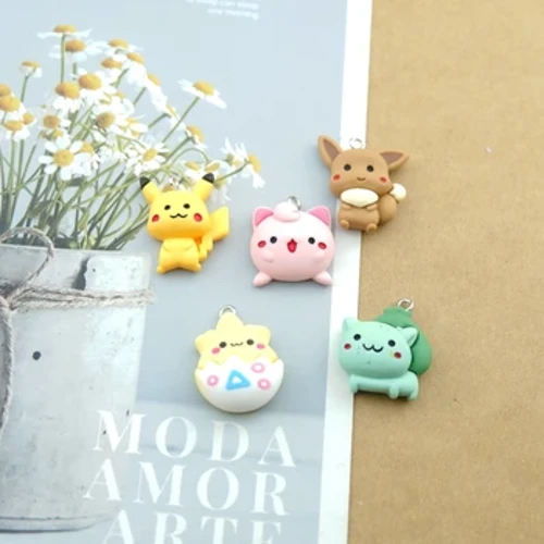 10pcs/Lot Resin Cartoon Charms Para sa mga Bracelet Key Chain Earring Alahas Paggawa ng DIY Craft Pendants Handmade Dollhouse