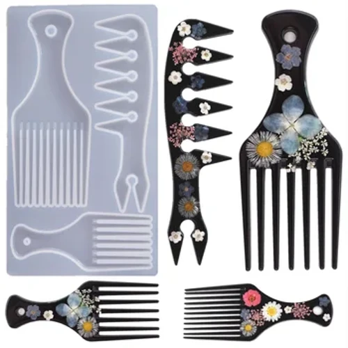 DIY Crystal Epoxy Resin Mold Comb Oil Head African Comb Mirror Silicone Mold til harpiks