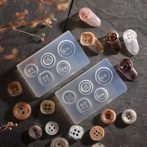 Kristal Epoxy Resin Cetakan Tombol Gesper Casting Cetakan Silikon Kerajinan DIY Plester Tanah Liat Lilin Casting Alat Membuat 06N