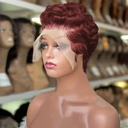 Pixie Cut Wig Brazilian Short Curly Hair Wigs Pre-Plucked Pixie Cut Curly Wig 13x4 Transparent Lace Front Wigs 4inch