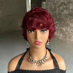 Loose Wave Curly Short Pixie Cut Wigs For Women Human Hair Brazilian Curly Wigs Full Machine Made Pixie Cut Wig Glueless Wigs