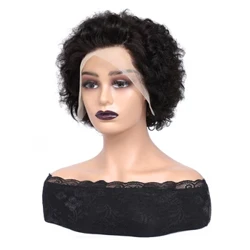 Parrucca taglio pixie capelli corti Bob capelli umani 13x4 parrucche frontali in pizzo capelli umani in pizzo per donne nere parrucca anteriore in pizzo riccio crespo capelli umani
