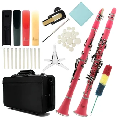 Pink Bb Clarinet B-flat Beginner Student Clarinet para sa Mga Orchestra ng Paaralan na Matanda na may Hard Shell Cleaning Kit Mga Bahagi ng Bracket Gloves