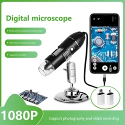 Microscopio Digital USB 3 en 1 tipo C, cámara portátil 500/1000/1600X, microscopio electrónico para soldar, herramienta de lupa de reparación LED