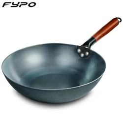 Pākē Wok 30/32/34cm Iron Woks Chef Stir Fry Special Wok Pan Nā Mea Kuke Kuke no ka Uila, Induction and Gas