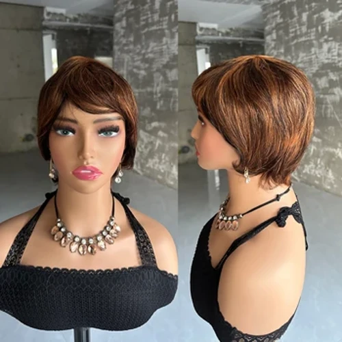 Highlight Natural Color Short Pixie Cut Straight Human Wigs Brazilian Remy Human Hair Pixie Cut Wigs For Women