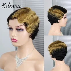 Short Finger Wave Cheap Wigs Pixie Cut Wig Short Human Hair Wigs Machine Made Mix Color Brazilian Pixie Cut For Women Human Hair