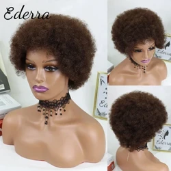 Parrucche corte afro crespi per capelli ricci per donne nere African soffici con frangia Parrucche per capelli umani Taglio pixie Brasiliano Remy Glueless