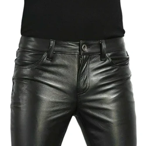 Choice PU-läderbyxor Herrmode Rockstil Nattklubb Dansbyxor Herr konstläder Slim Fit Skinny Motorcykelbyxor