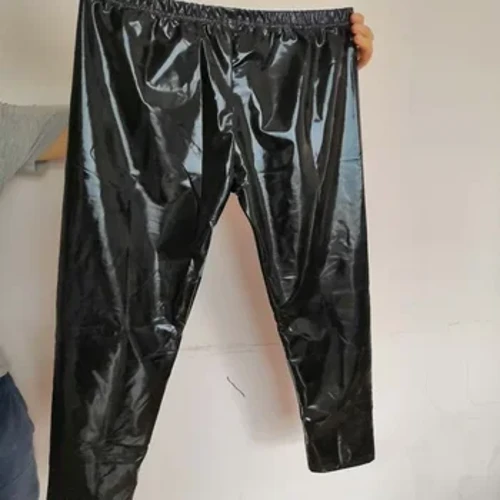 Svarta leggings shinny blyerts elastiska byxor unisex män sommar ny hög midja pu läder tunna byxor