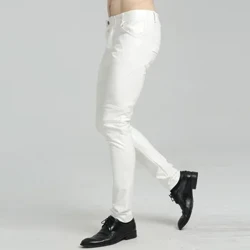 Nam Giả Da Thời Trang Nam Phong Cách Rock Câu Lạc Bộ Đêm Khiêu Vũ Quần Ôm Vừa Vặn Quần Skinny Xe Máy Lựa Chọn Quần Da PU