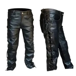 Neue Gothic-Mittelalterhose für Erwachsene, Retro-Renaissance-Wikinger-Kleidung, Lederhose in Übergröße