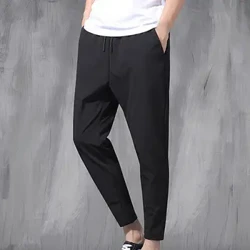 Boas calças lápis tornozelo comprimento resistente ao desgaste cintura elástica masculina nona calças roupas diárias