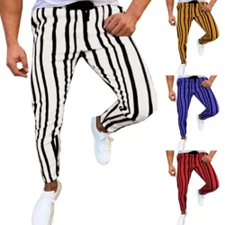 Bodybuilding Moda Gizonezkoen prakak Izerdi-prakak Joggers Slim Fit Marra zuri beltz marradun prakak Gizonezkoen arkatza casual berriak