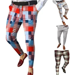 I-Spring Mens I-Casual Mid Waist Ipensela Ibhulukwe Iphethini Yevini Ukuphrinta Amabhulukwe Amancane Afanelekile Abesilisa Imfashini Amabhulukwe Amancane Izingubo Zasemgwaqweni
