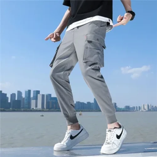 Trowsus Dynion Cargo Harlem Plus Hip Hop Chwaraeon Achlysurol Naw Pants Pants Maint Rhydd Ffitrwydd Dynion Sweatpants Drawstring Oferôls